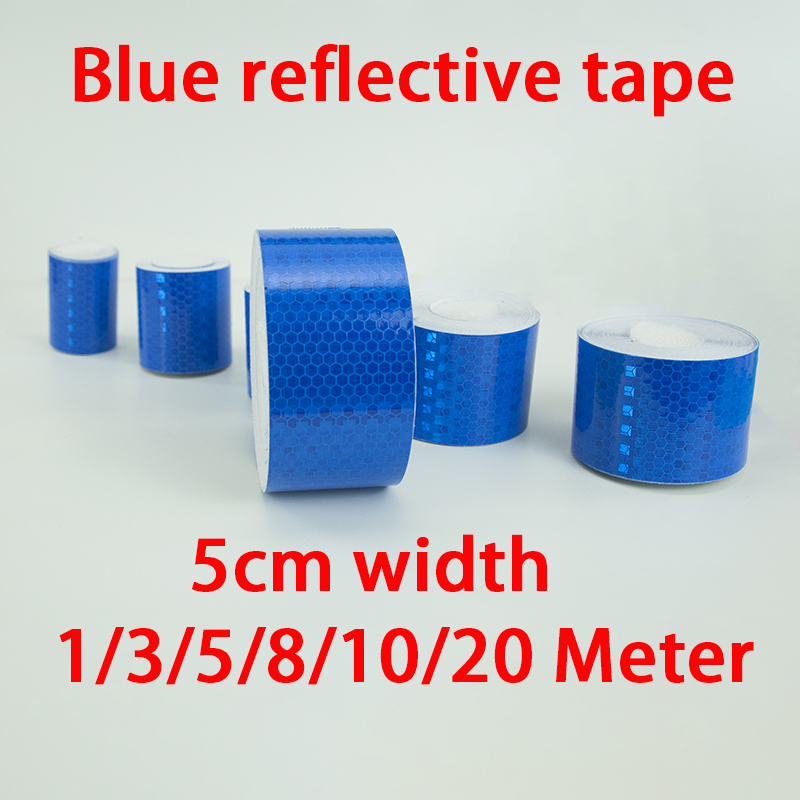 Reflector 5 In 1 - 1 個 5 センチメートル 1/3/5/8/10/20 メートル青色反射テープ自己粘着リフレクター警告テープ夜間安全ステッカー自転車車用