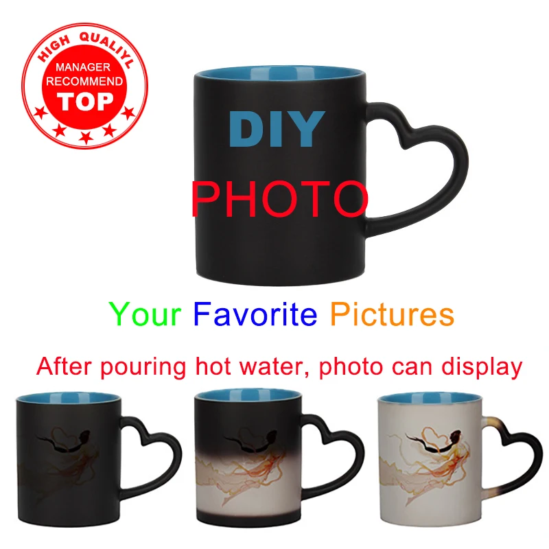 Photography Trick - DIY 写真内側青色マグ感熱セラミックマグ変色コーヒーマグミルクカップギフトプリント写真