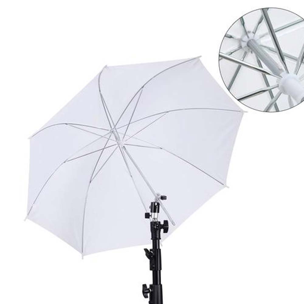 Photography Umbrella Diffuser - 50cm/20インチ撮影用傘 金属ハンドル付き ホワイトソフト照明傘 ディフューザー 簡単設置 ライトクロス