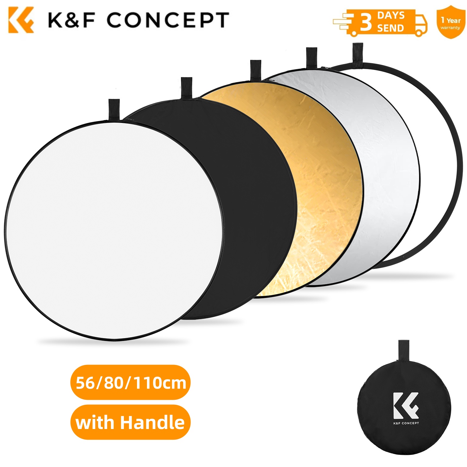 Reflector 5 In 1 - K&F CONCEPT 56/80/110cm 5-in-1 撮影用遮光テントアクセサリー 円形リフレクター