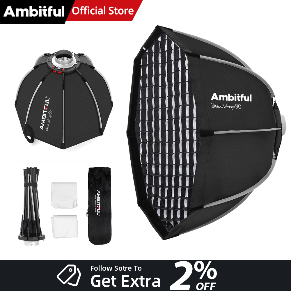 Photography Umbrella Diffuser - AMBITFUL 90cmクイックリリースオクタゴンソフトボックス ハニカムグリッド アウトドアソフトボックス ボーエンズマウントまたはフラッシュブラケット スタジオフラッシュ用