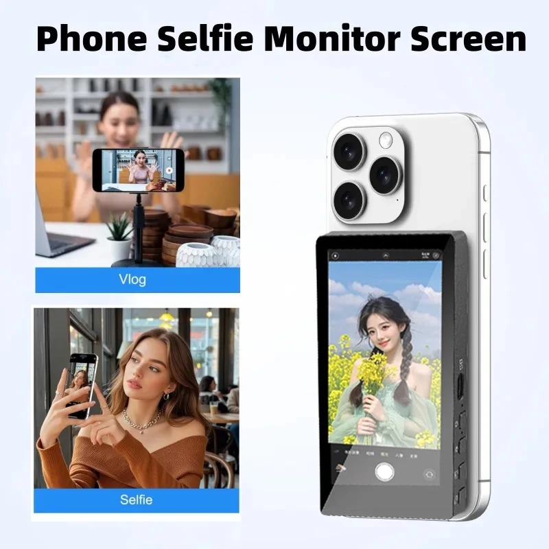 Photography Outdoor - ワイヤレスモニターリアカメラスクリーン、スマートフォン自撮り用磁気スクリーン、Vlogライブストリーミング、ビデオ録画、屋外自撮りツール