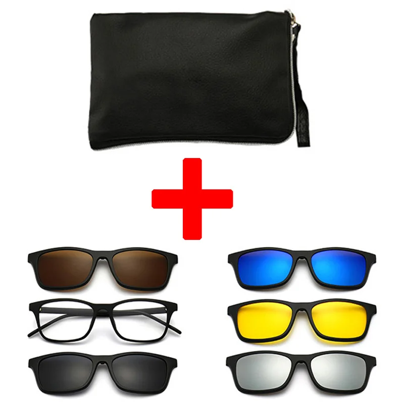 Reflector 5 In 1 - 6 で 1 変更レンズ 5 レンズマグネットサングラスミラーサングラスメガネ男性偏光カスタム処方
