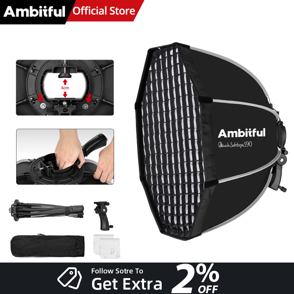 AMBITFUL 90cmクイックリリースオクタゴンソフトボ - Photography Umbrella Diffuser のレビューと価格