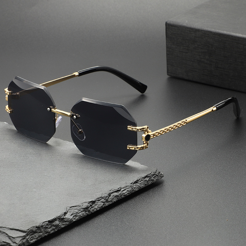 新しい小さな長方形のフレームレスサングラス、女性用スクエアヴ - Photography Outdoor のレビューと価格
