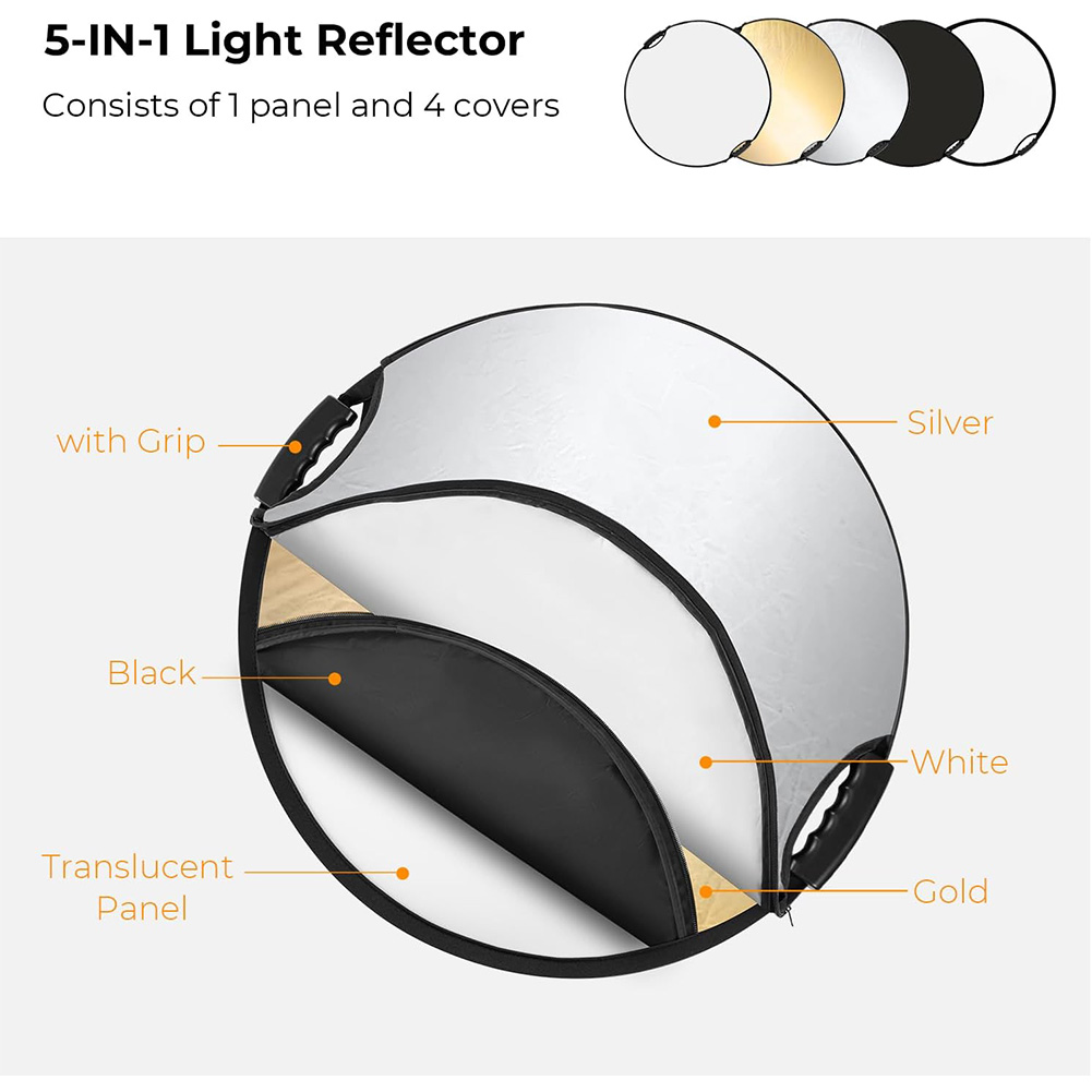 MYOBO折りたたみ式ライトリフレクター、キャリングケース付 - Reflector 5 In 1 のレビューと価格