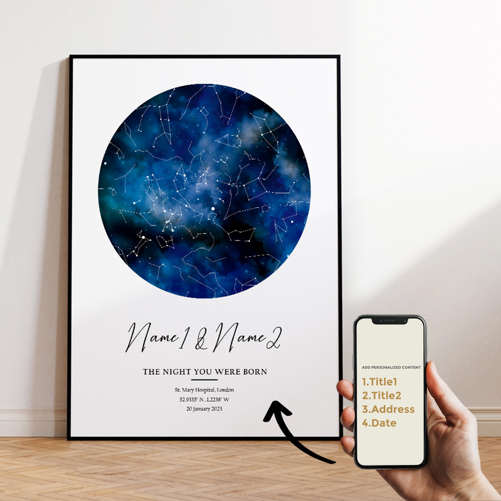 現代風カスタムパーソナライズ夜空星図ウォールアートキャンバス - Photography Style のレビューと価格