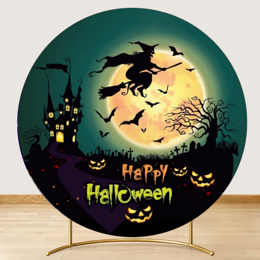 ラウンドハロウィン背景幕 スカルバット パンプキン キャンデ - Photography Trick のレビューと価格