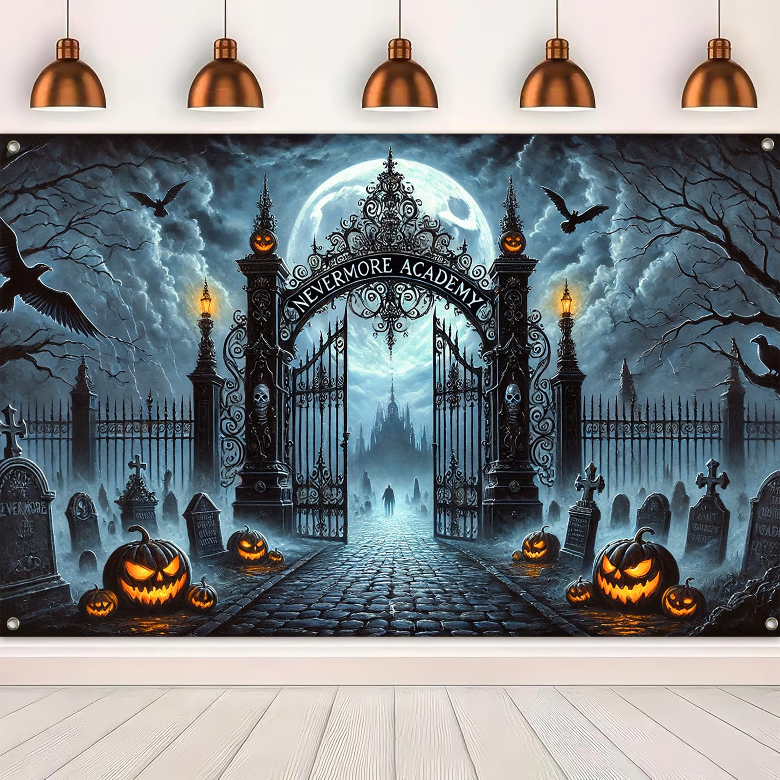 不気味なカボチャ魔女ゴーストバット背景幕ハロウィンパーティー - Photography Trick のレビューと価格